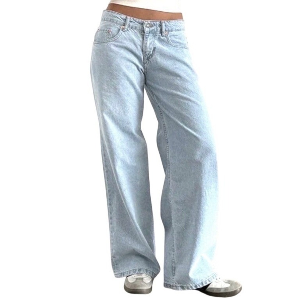 Motel Rocks Wide Leg Baggy Jeans Womens Size M Light Wash High Rise Indie Retro